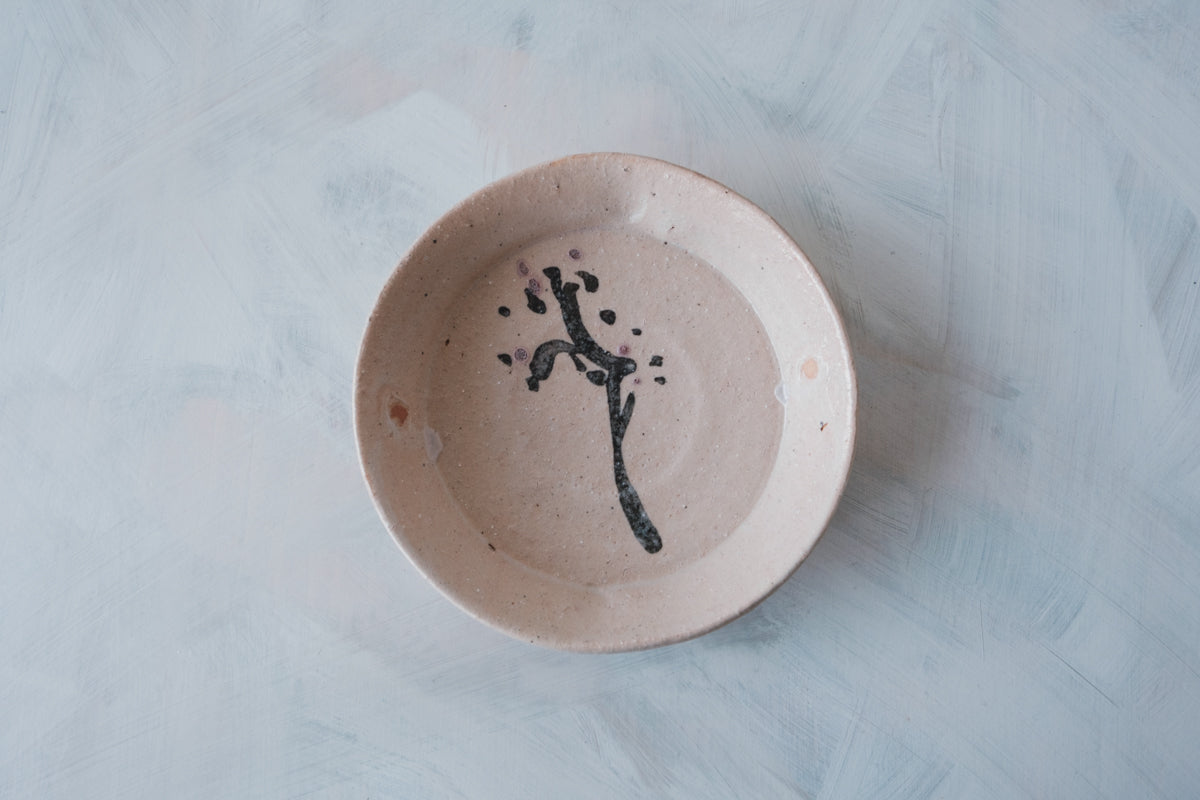 梅絵銅鑼鉢